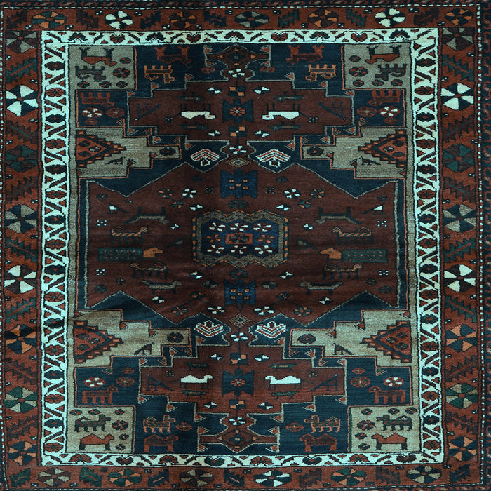 Square Animal Light Blue Traditional Rug, tr3140lblu