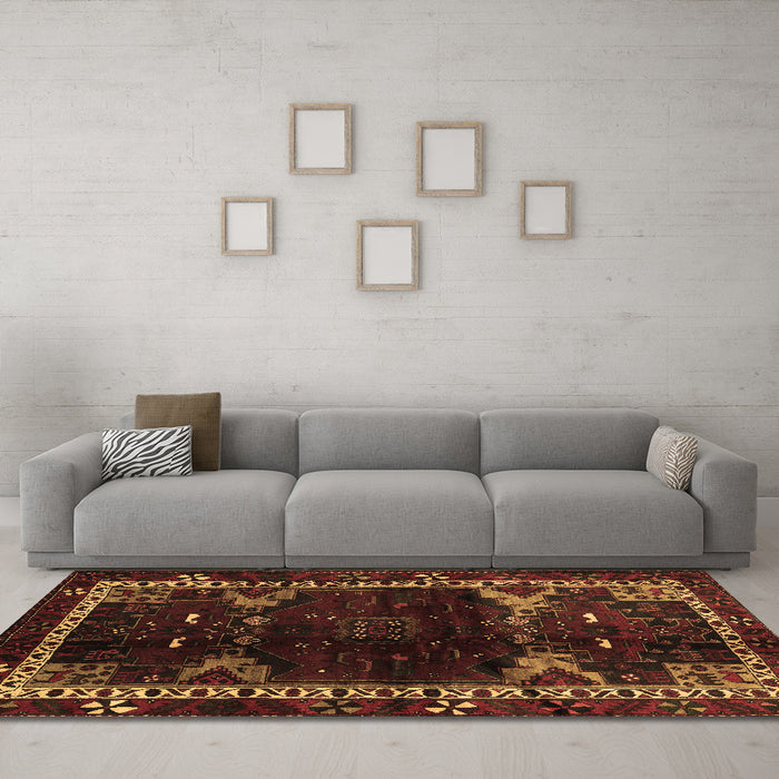Machine Washable Animal Brown Traditional Rug in a Living Room,, wshtr3140brn
