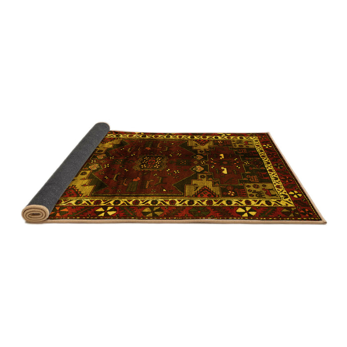 Sideview of Animal Yellow Traditional Rug, tr3140yw