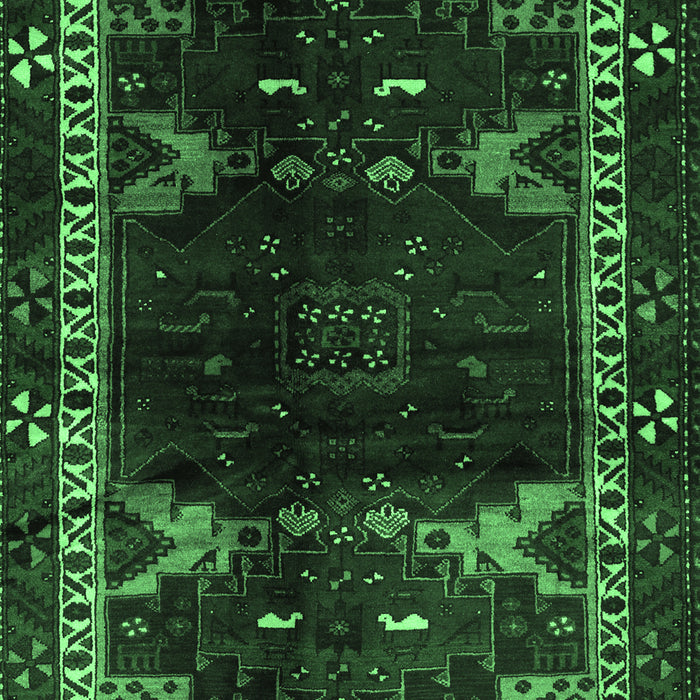 Machine Washable Animal Emerald Green Traditional Area Rugs, wshtr3140emgrn