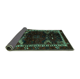 Sideview of Animal Turquoise Traditional Rug, tr3140turq