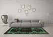 Machine Washable Animal Turquoise Traditional Area Rugs in a Living Room,, wshtr3140turq