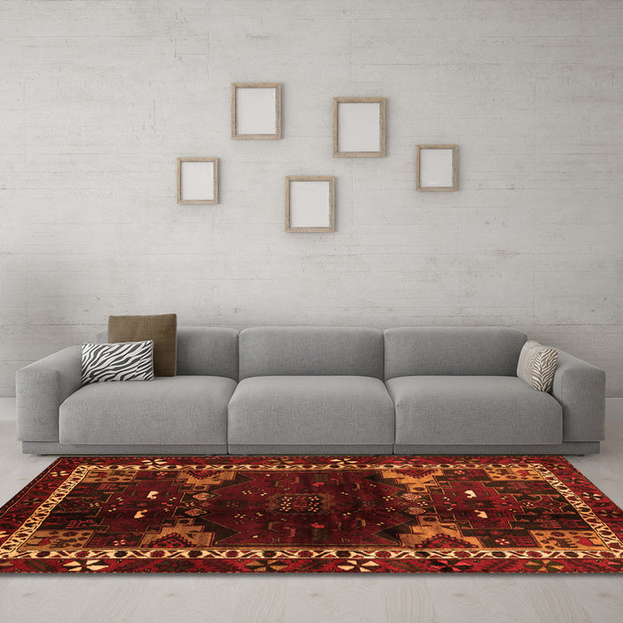 Machine Washable Animal Orange Traditional Area Rugs in a Living Room, wshtr3140org