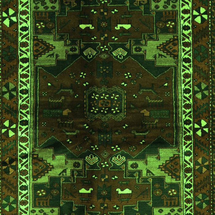 Serging Thickness of Machine Washable Animal Green Traditional Area Rugs, wshtr3140grn