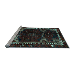 Sideview of Machine Washable Animal Light Blue Traditional Rug, wshtr3140lblu