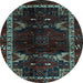 Round Animal Light Blue Traditional Rug, tr3140lblu