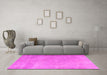 Machine Washable Persian Pink Traditional Rug in a Living Room, wshtr3141pnk