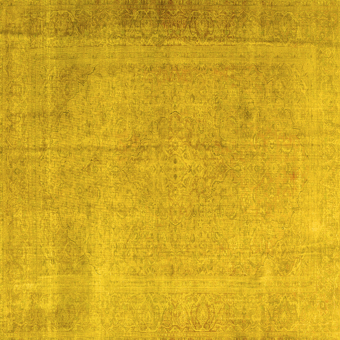 Square Machine Washable Persian Yellow Traditional Rug, wshtr3141yw