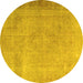 Round Persian Yellow Traditional Rug, tr3141yw