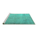 Sideview of Machine Washable Persian Turquoise Traditional Area Rugs, wshtr3141turq