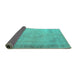 Sideview of Persian Turquoise Traditional Rug, tr3141turq