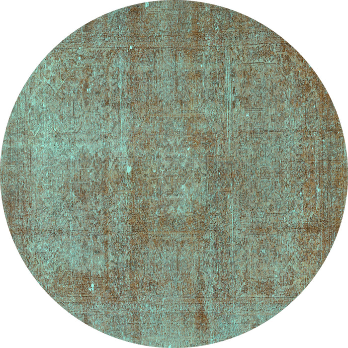 Round Machine Washable Persian Turquoise Traditional Area Rugs, wshtr3142turq