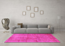 Machine Washable Persian Pink Traditional Rug in a Living Room, wshtr3142pnk
