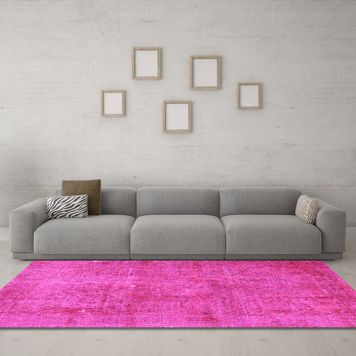 Machine Washable Persian Pink Traditional Rug in a Living Room, wshtr3142pnk