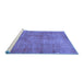 Sideview of Machine Washable Persian Blue Traditional Rug, wshtr3142blu