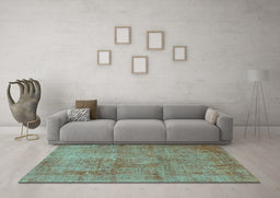 Machine Washable Persian Turquoise Traditional Area Rugs in a Living Room,, wshtr3142turq
