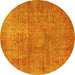 Round Persian Yellow Traditional Rug, tr3142yw
