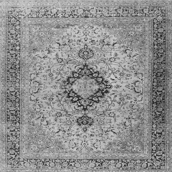 Round Machine Washable Persian Gray Traditional Rug, wshtr3143gry