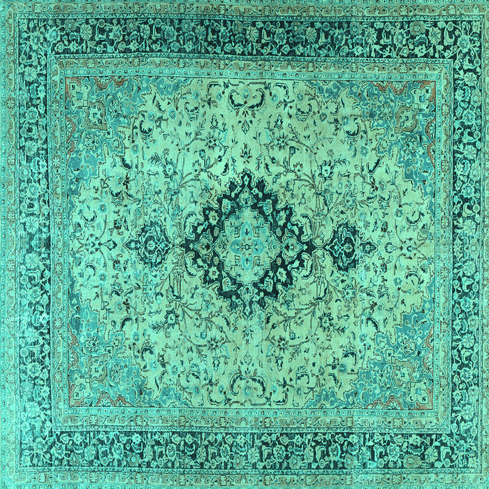 Square Persian Turquoise Traditional Rug, tr3143turq