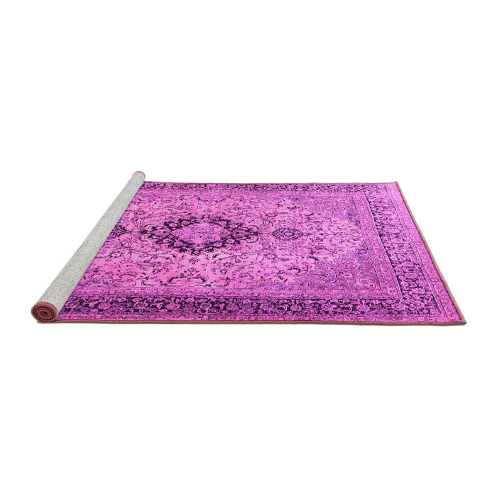 Sideview of Machine Washable Persian Pink Traditional Rug, wshtr3143pnk