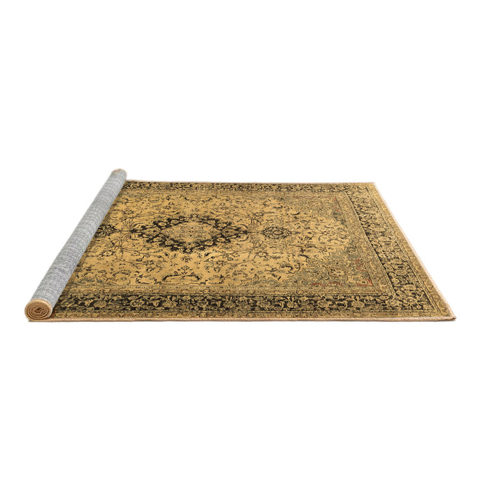 Sideview of Machine Washable Persian Brown Traditional Rug, wshtr3143brn