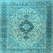 Square Machine Washable Persian Light Blue Traditional Rug, wshtr3143lblu