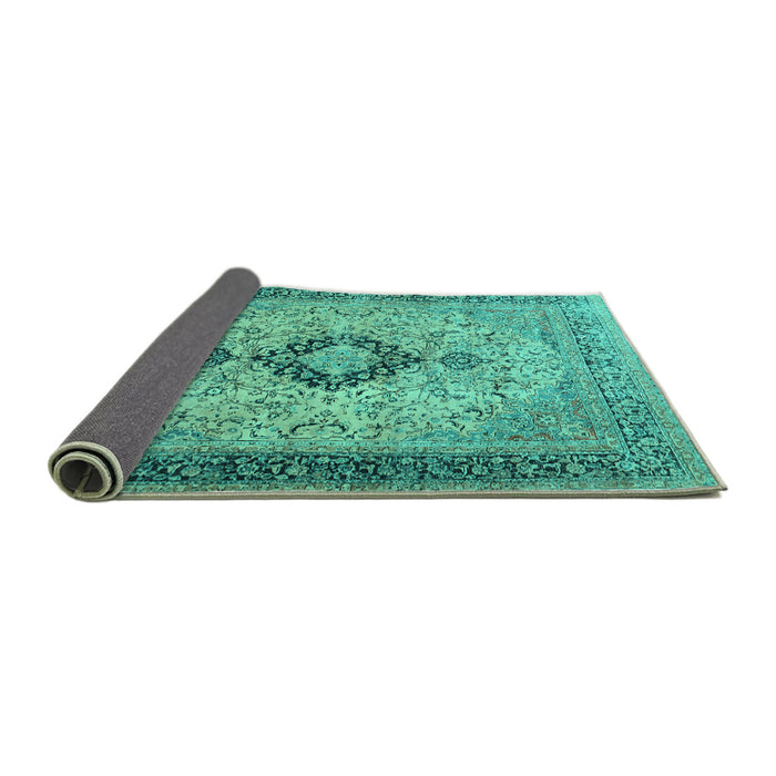 Sideview of Persian Turquoise Traditional Rug, tr3143turq