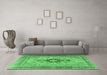 Machine Washable Persian Emerald Green Traditional Area Rugs in a Living Room,, wshtr3143emgrn