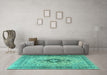 Machine Washable Persian Turquoise Traditional Area Rugs in a Living Room,, wshtr3143turq