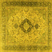 Square Machine Washable Persian Yellow Traditional Rug, wshtr3143yw