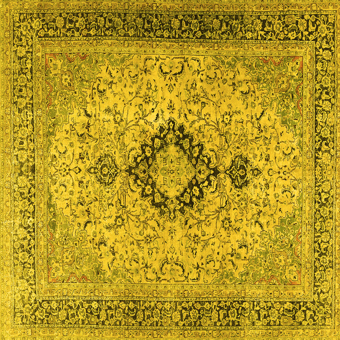 Square Persian Yellow Traditional Rug, tr3143yw