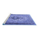 Sideview of Machine Washable Persian Blue Traditional Rug, wshtr3143blu