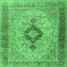 Square Machine Washable Persian Emerald Green Traditional Area Rugs, wshtr3143emgrn