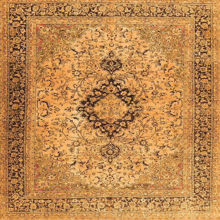 Round Machine Washable Persian Orange Traditional Area Rugs, wshtr3143org