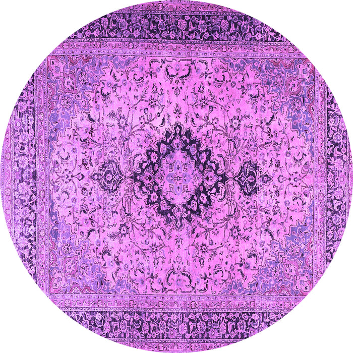 Round Persian Purple Traditional Rug, tr3143pur