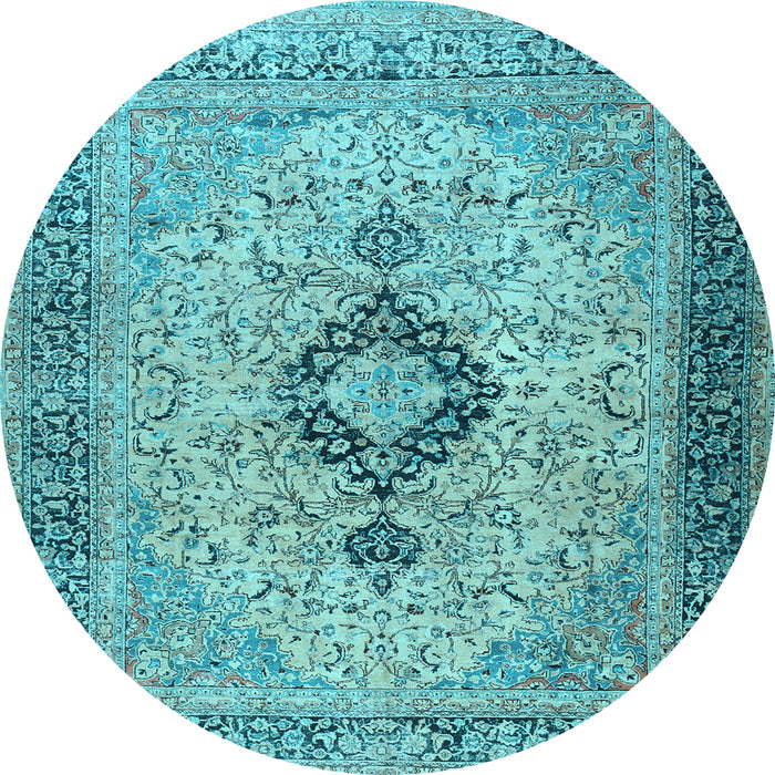 Round Persian Light Blue Traditional Rug, tr3143lblu