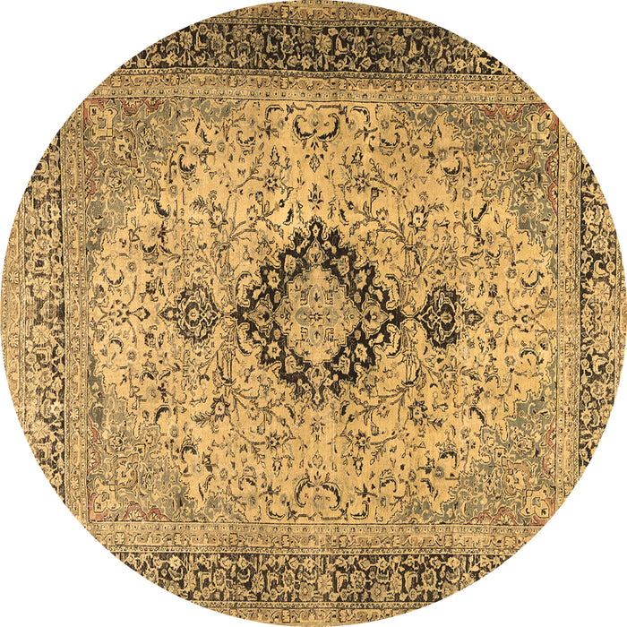 Round Persian Brown Traditional Rug, tr3143brn
