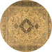 Round Persian Brown Traditional Rug, tr3143brn