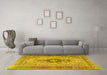 Machine Washable Persian Yellow Traditional Rug in a Living Room, wshtr3143yw