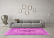 Machine Washable Persian Pink Traditional Rug in a Living Room, wshtr3143pnk