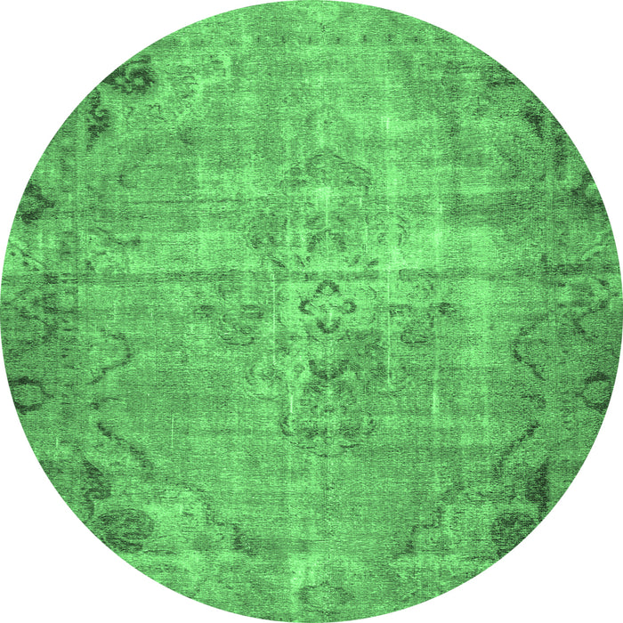 Round Persian Emerald Green Traditional Rug, tr3144emgrn
