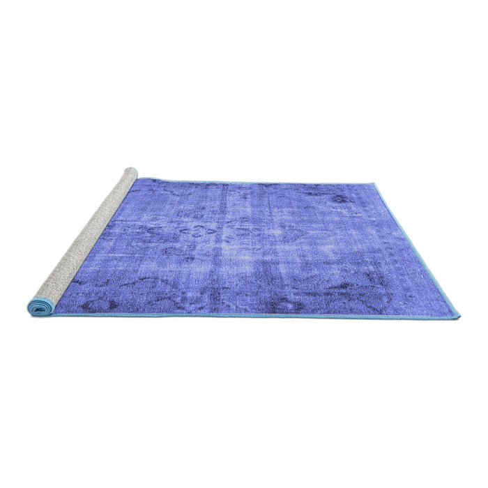 Sideview of Machine Washable Persian Blue Traditional Rug, wshtr3144blu