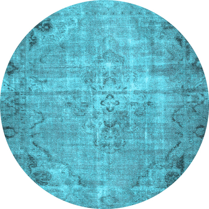 Round Machine Washable Persian Light Blue Traditional Rug, wshtr3144lblu