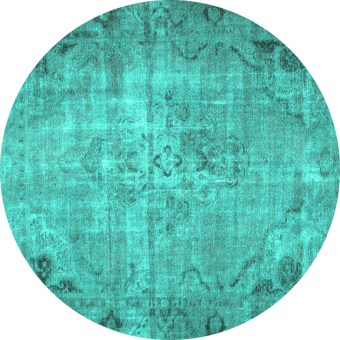 Round Persian Turquoise Traditional Rug, tr3144turq
