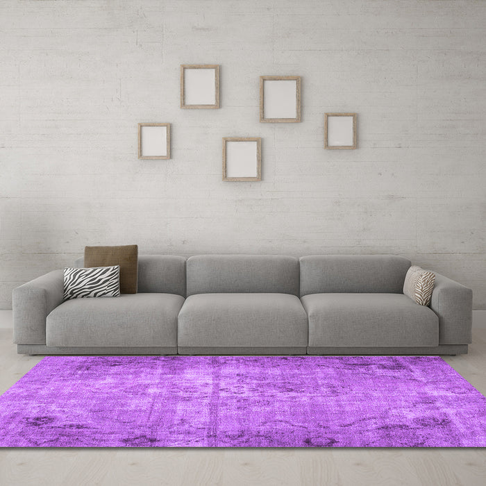 Machine Washable Persian Purple Traditional Area Rugs in a Living Room, wshtr3144pur