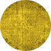 Round Machine Washable Persian Yellow Traditional Rug, wshtr3144yw