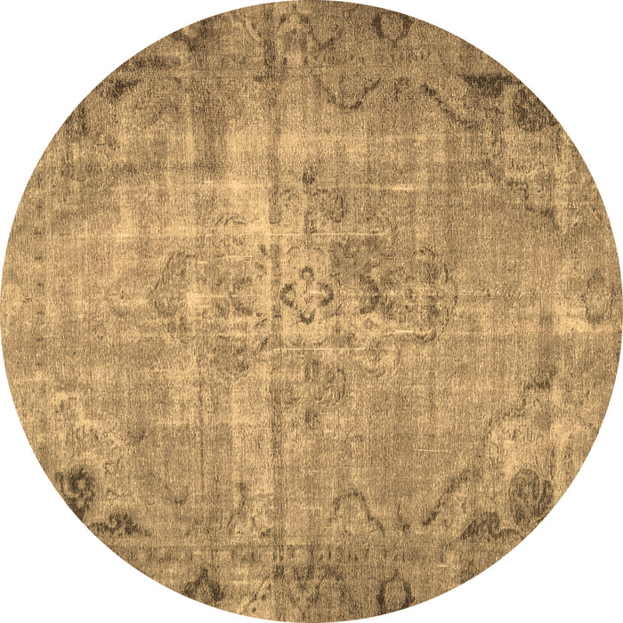 Round Persian Brown Traditional Rug, tr3144brn