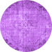 Round Persian Purple Traditional Rug, tr3144pur