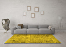 Machine Washable Persian Yellow Traditional Rug in a Living Room, wshtr3144yw