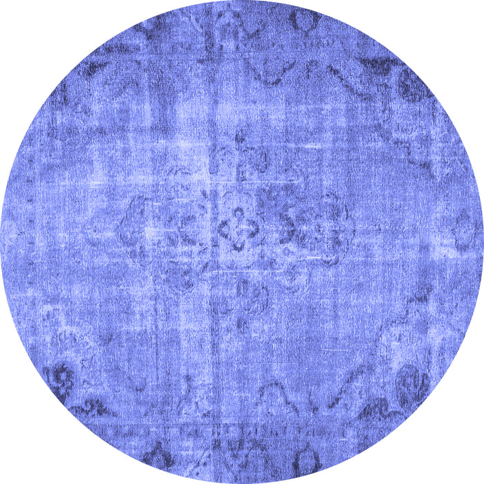 Round Persian Blue Traditional Rug, tr3144blu